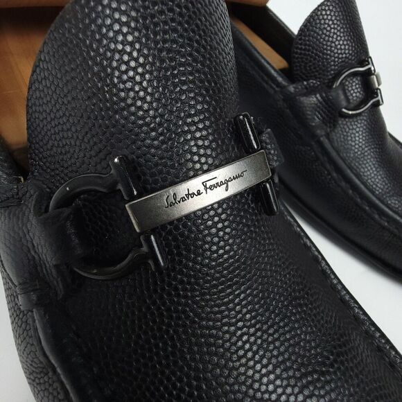 Salvatore Ferragamo Gancini Bit Leather Moccasin Driving Loafers Mens 9.5 Black main image 12